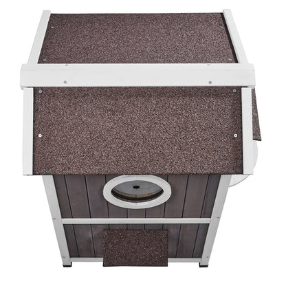 Outdoor Cat House 2-våningars vilda katthem i trä med tak- och dörrklaffar