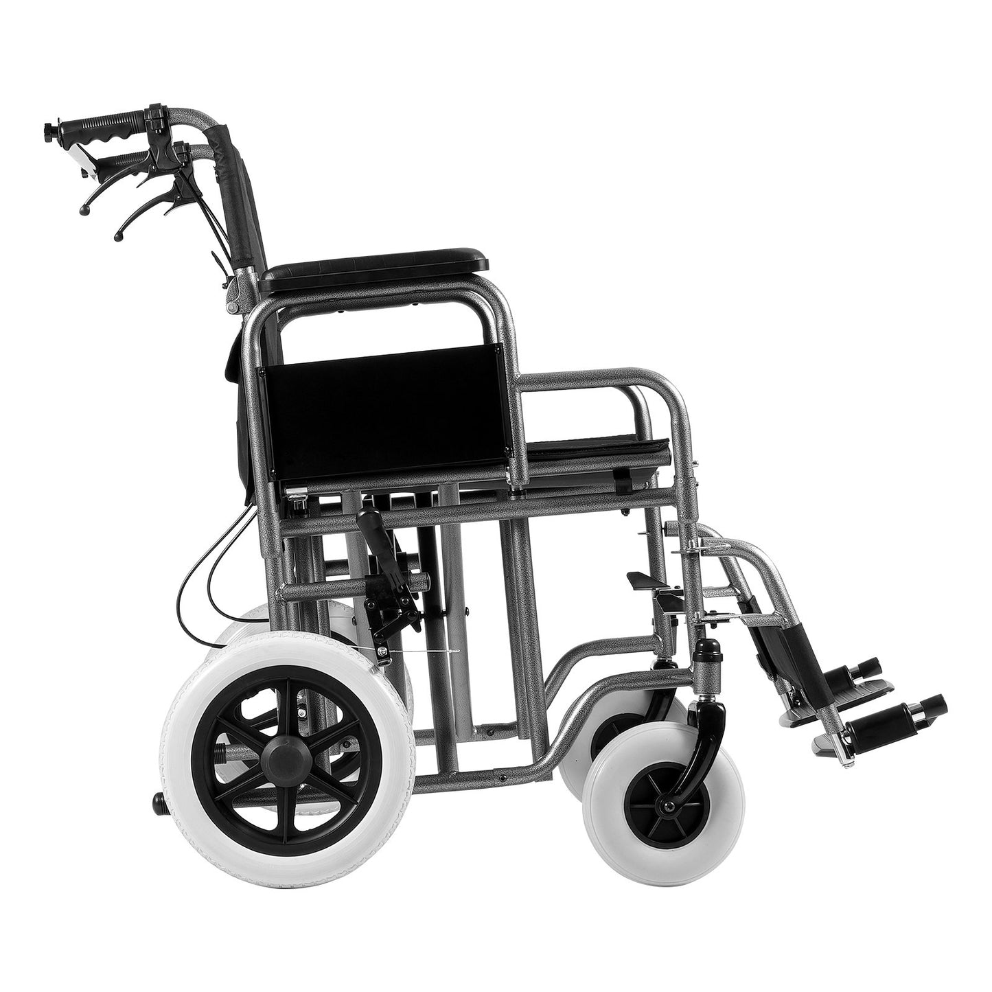 Rullstol Stål Transportstol Vikbar rullstol 24-in W Säte 300lbs