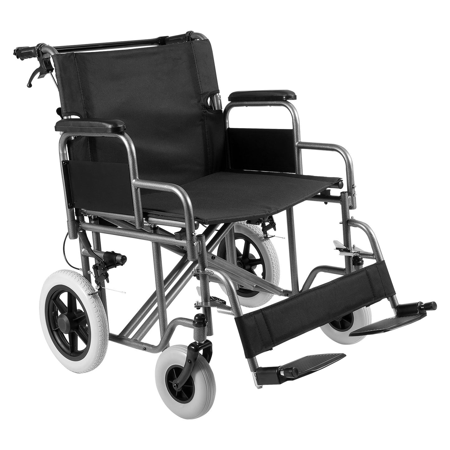 Rullstol Stål Transportstol Vikbar rullstol 24-in W Säte 300lbs