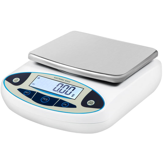 Analytisk balans, 5000g x 0,01g noggrannhetslabbvåg, högprecision elektronisk analytisk balans, 13 enheter konvertering, räknefunktion, LCD-skärm, för labbuniversitetssmycken (5000g, 0,01g)