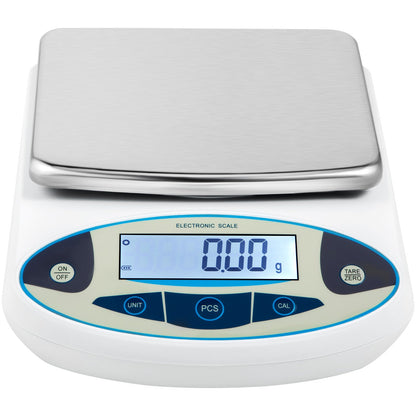 Analytisk balans, 5000g x 0,01g noggrannhetslabbvåg, högprecision elektronisk analytisk balans, 13 enheter konvertering, räknefunktion, LCD-skärm, för labbuniversitetssmycken (5000g, 0,01g)