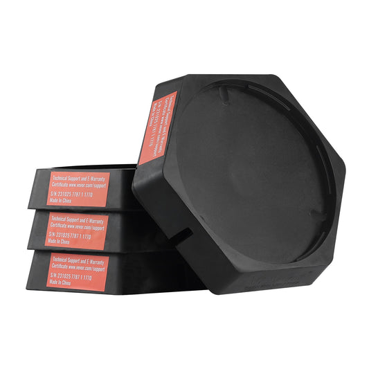 RV Leveling Pads, 9 tums runda landningsfötter, Permanent anslutna jack stabilisatorer, gummi domkraftsdynor, 5000 lbs Kapacitet per RV Jack Pad, 5:e hjul, resesläp, klass A/C husbilar (4-pack)
