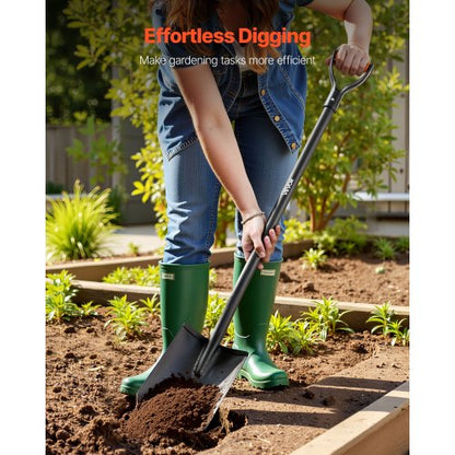 fyrkantig spade, 122 cm kraftig platt spade, överföringsspadar med legerat stålblad och halkfritt D-handtag, avtagbar och enkel förvaring, för trädgårdsarbete, byggnation, grävning och snöskottning |  EU