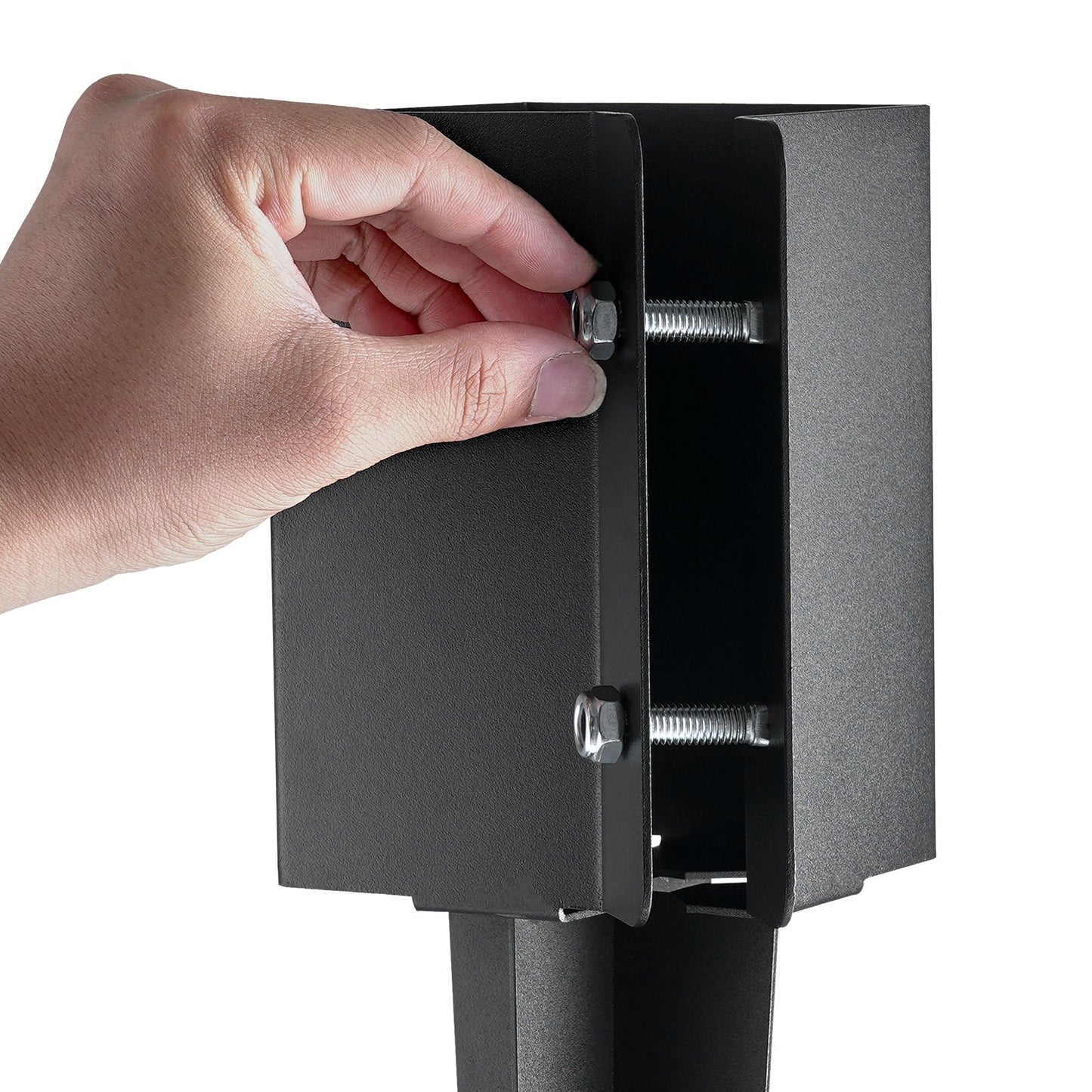 Erdspieß für Zaunpfosten, 8er-Pack, 61 x 10 x 10 cm Außendurchmesser (Innendurchmesser 8,9 x 8,9 cm), schwarz pulverbeschichteter Erdspieß aus Metall, für Briefkasten, Terrassen, Gartengeländer