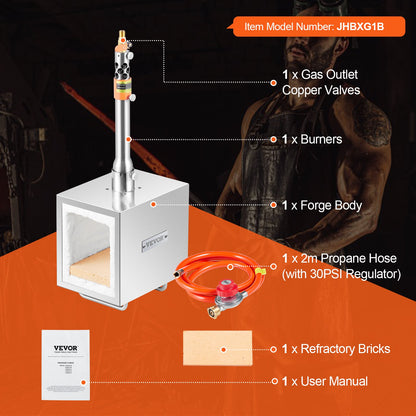 Portable Propane Forge 1 brännare hovslagare Forge 2600℉ kniv metall fyrkantig