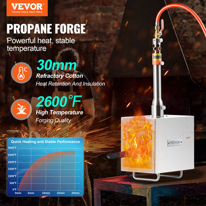 Portable Propane Forge 1 Brännare hovslagare Forge 2600℉ Kniv Metall Fyrkant