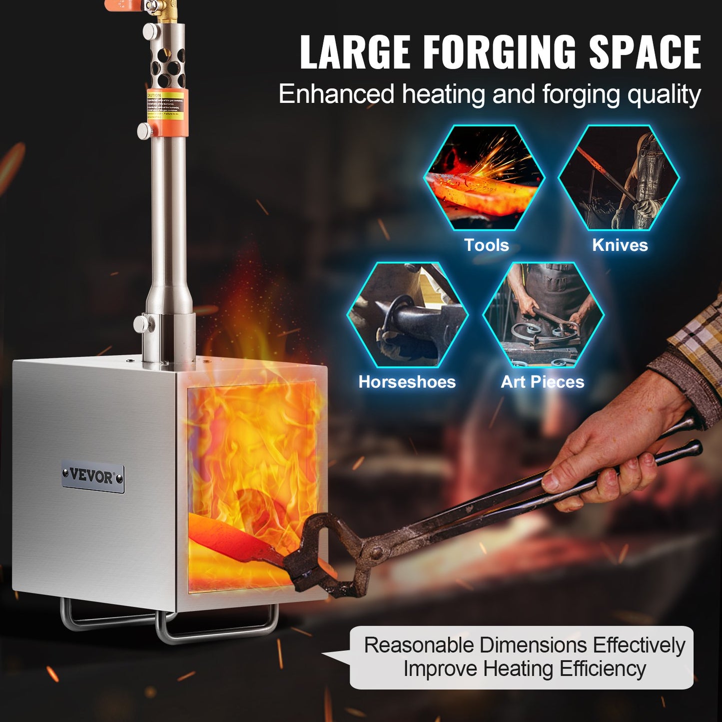 Portable Propane Forge 1 Brännare hovslagare Forge 2600℉ Kniv Metall Fyrkant