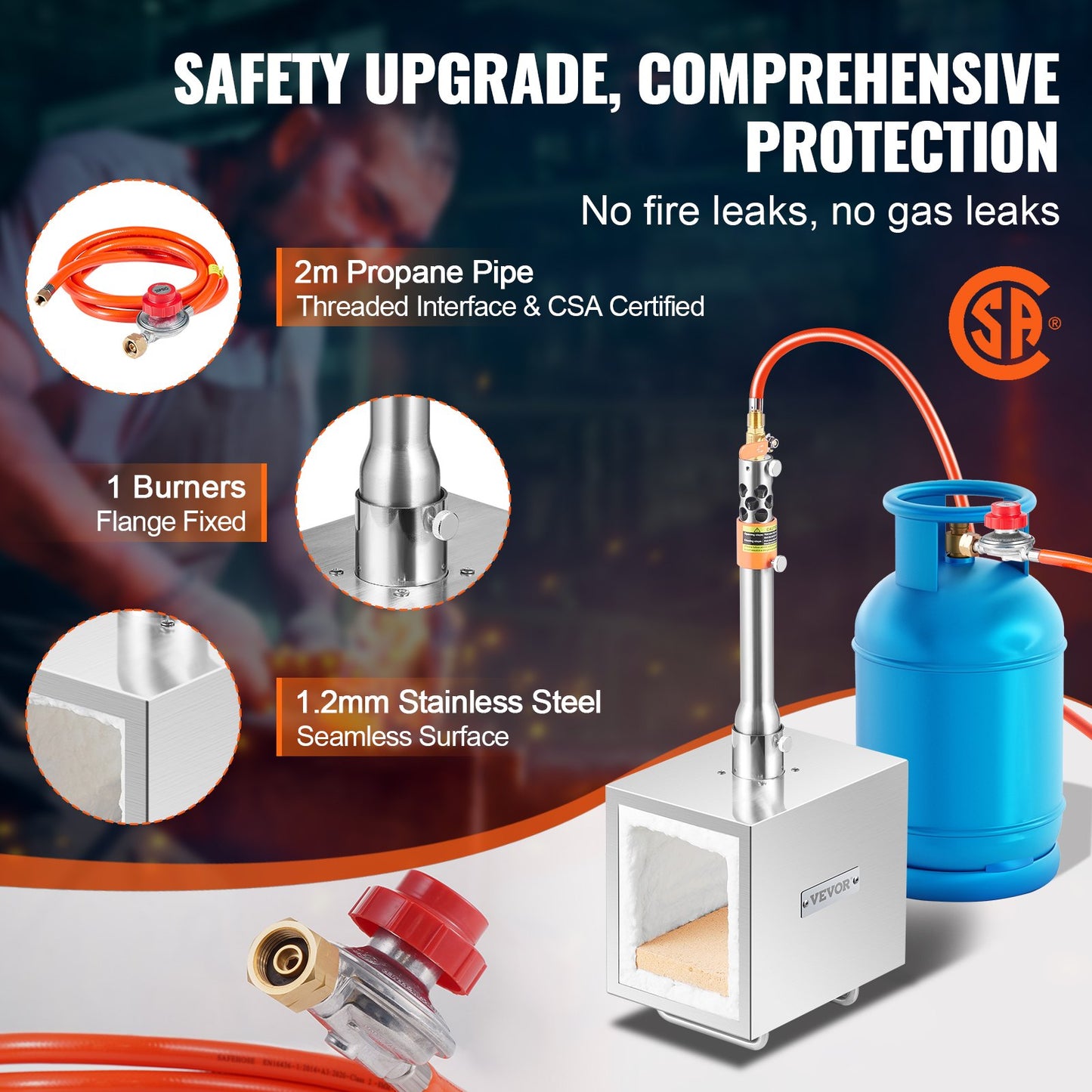 Portable Propane Forge 1 Brännare hovslagare Forge 2600℉ Kniv Metall Fyrkant