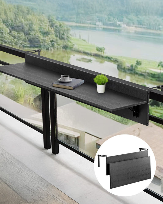 Balkonghängande bord 12 x 32 tum Uteplatsräcke Barbord Fällbart