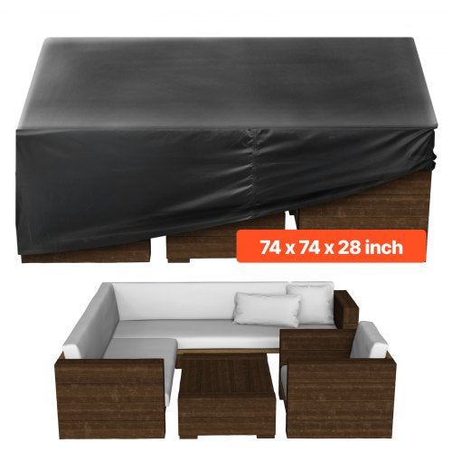 Möbelöverdrag för uteplats, 420D, vattentätt, bord, stolar, soffa, 74x74 tum