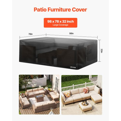 Patio furniture cover, 420D, waterproof, table, chairs, sofa, 237x192 cm