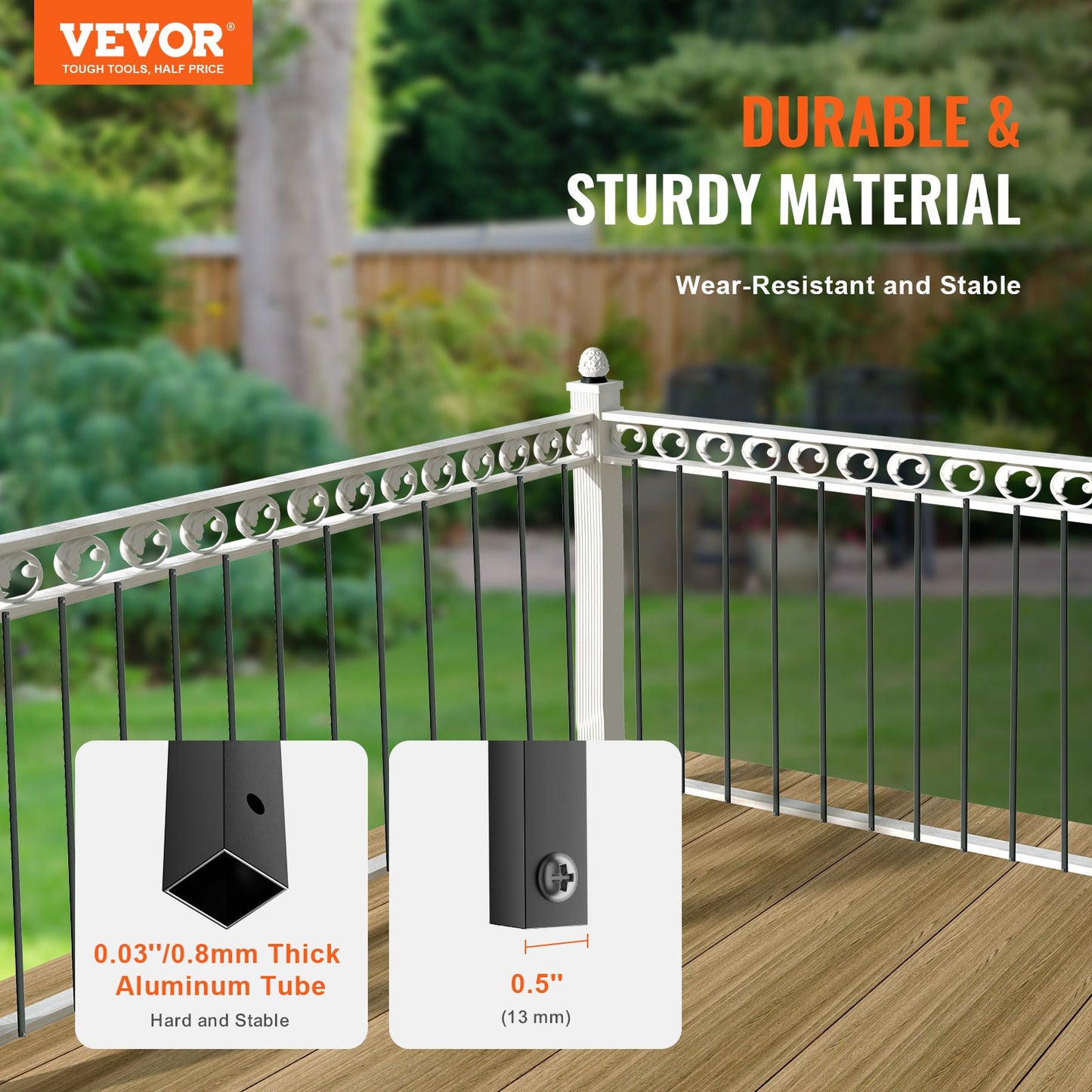 Staircase Metal Balusters 11 Pack 44''x0,5'' Aluminiumspindlar med skruvar