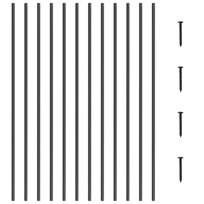 Staircase Metal Balusters, 44'' x 0.5'' Square Aluminum Alloy Decorative Railing Spindles, 31-Pack Deck Baluster with Screws, Classic Hollow Straight Deck Railing Satin Black Powder Coated