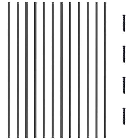 Staircase Metal Balusters, 44'' x 0.5'' Square Aluminum Alloy Decorative Railing Spindles, 31-Pack Deck Baluster with Screws, Classic Hollow Straight Deck Railing Satin Black Powder Coated