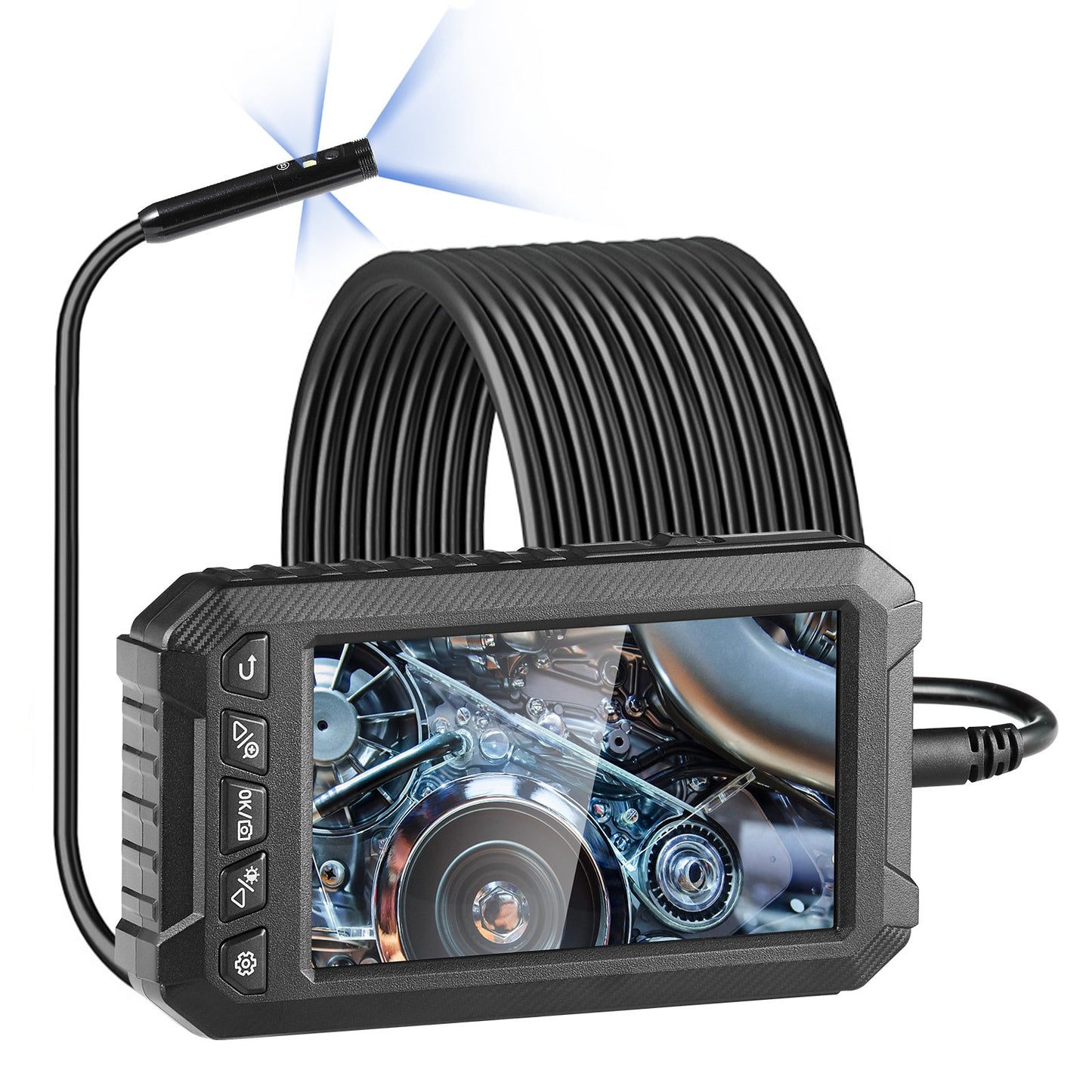 Endoskopkamera med lampor Trippellins borescope 16,4FT kabel 5" skärm