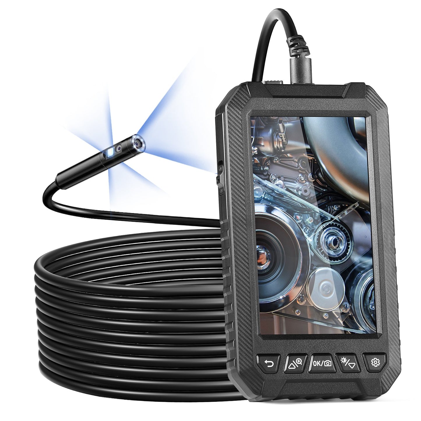 Endoskopkamera med lampor Trippellins borescope 16,4FT kabel 5" skärm