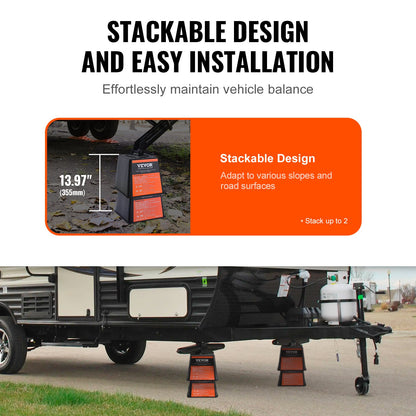 Trailer Jack Block, 6000 lbs Capacity per RV Leveling Block, High Quality Polypropylene RV Camper Stabilizer Blocks, RV Travel Accessories Use for All Heavy Duty Jack, Post, Foot, 5th Wheel, 4-Pack
