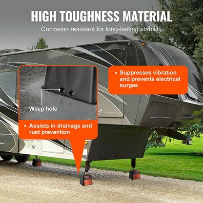 Trailer Jack Block, 6000 lbs Capacity per RV Leveling Block, High Quality Polypropylene RV Camper Stabilizer Blocks, RV Travel Accessories Use for All Heavy Duty Jack, Post, Foot, 5th Wheel, 4-Pack