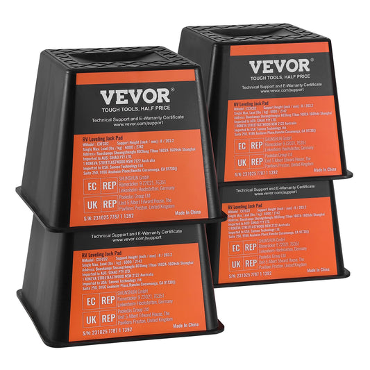 Trailer Jack Block, 6000 lbs Capacity per RV Leveling Block, High Quality Polypropylene RV Camper Stabilizer Blocks, RV Travel Accessories Use for All Heavy Duty Jack, Post, Foot, 5th Wheel, 4-Pack