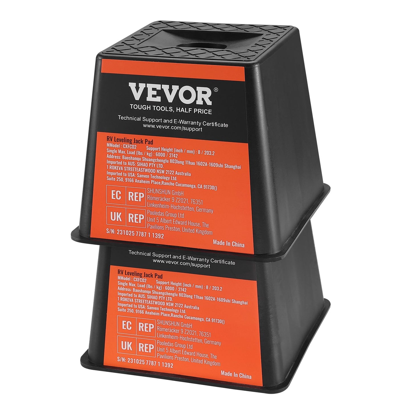 Trailer Jack Block, 6000 lbs Capacity per RV Leveling Block, High Quality Polypropylene RV Camper Stabilizer Blocks, RV Travel Accessories Use for All Heavy Duty Jack, Post, Foot, 5th Wheel, 4-Pack