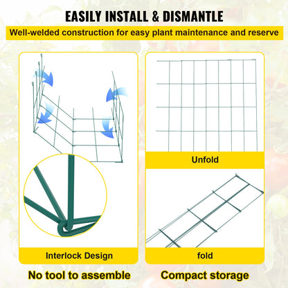 Tomato Cages, 14.6" x 14.6" x 39.4", 6-Pack Square Plant Support Cages, Green PVC Coated Steel Tomato Towers for Climbing Vegetables, Plants, Flowers, Fruits