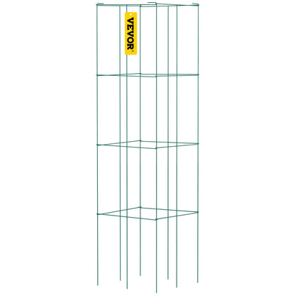Tomato Cages, 14.6" x 14.6" x 39.4", 6-Pack Square Plant Support Cages, Green PVC Coated Steel Tomato Towers for Climbing Vegetables, Plants, Flowers, Fruits