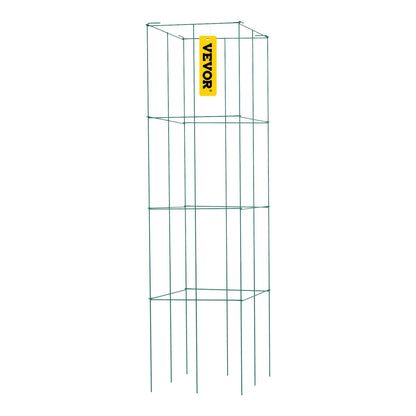 Tomato Cages, 14.6" x 14.6" x 39.4", 6-Pack Square Plant Support Cages, Green PVC Coated Steel Tomato Towers for Climbing Vegetables, Plants, Flowers, Fruits