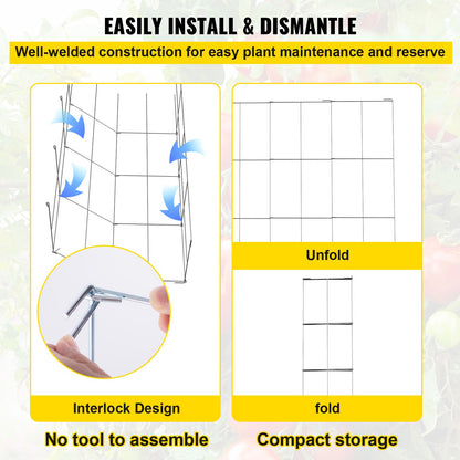 Tomatburar, 11,8\" x 11,8\" x 46,1\", 5-pack fyrkantiga växtstödburar, silver PVC-belagda ståltomattorn för klättring i grönsaker, växter, blommor, frukter