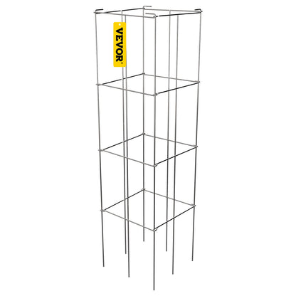 Tomatburar, 11,8\" x 11,8\" x 46,1\", 5-pack fyrkantiga växtstödburar, silver PVC-belagda ståltomattorn för klättring i grönsaker, växter, blommor, frukter
