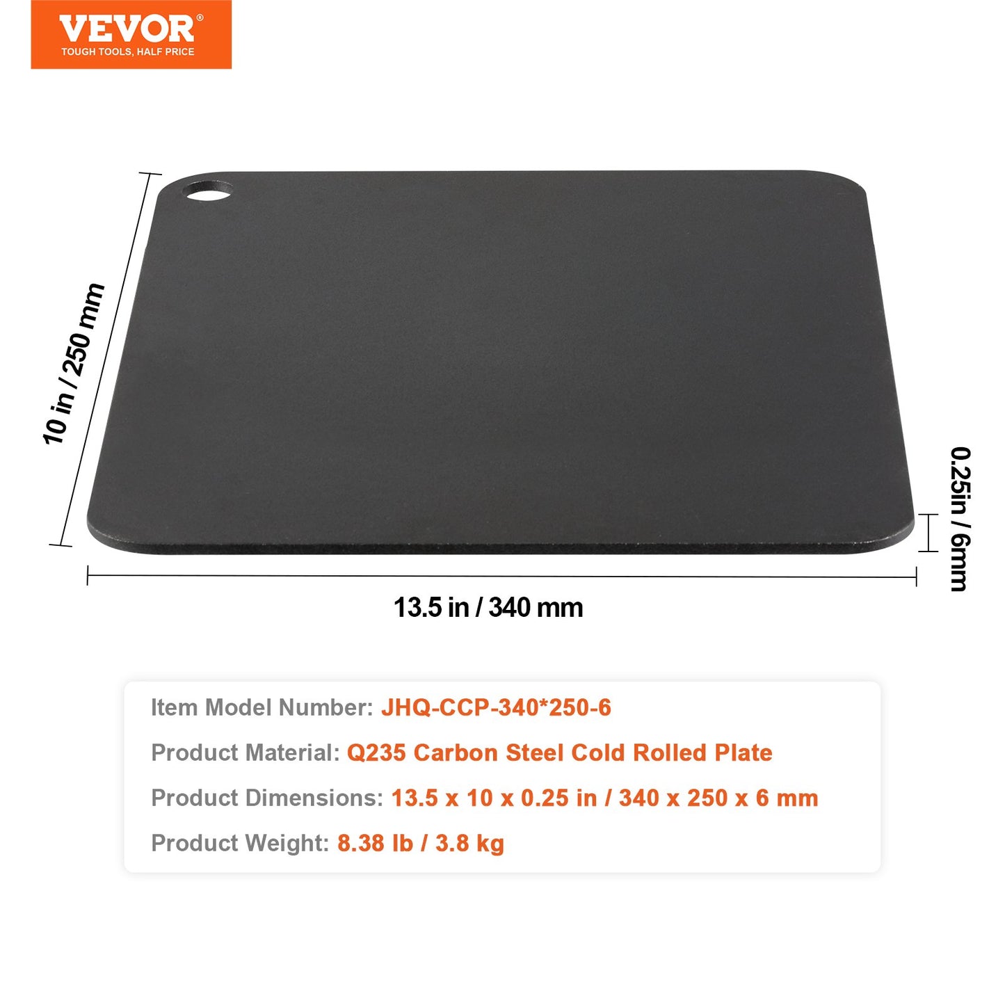 Pizzastål, 13,5" x 10" x 1/4" Pizzastålplatta för ugn, förkryddad pizzabaksten i kolstål med 20X högre ledningsförmåga, kraftig pizzapanna för utomhusgrill, inomhusugn