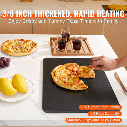Pizza Steel, 20" x 14" x 3/8" Pizza Steel Plate for Oven, Pre-Seasoned Carbon Steel Pizza Baking Stone with 20X Higher Conductivity, Heavy Duty Stainless Steel Pizza Pan for Outdoor Grill, Indoor Oven