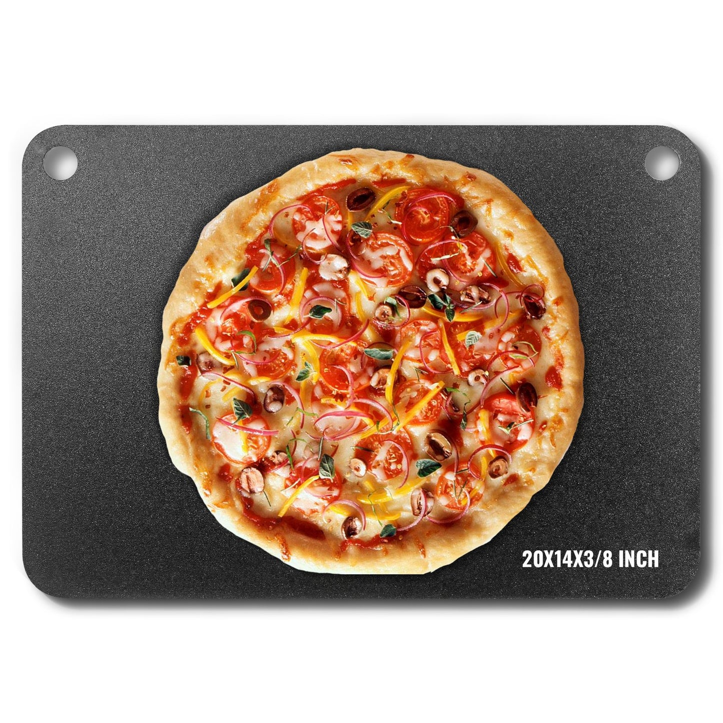 Pizza Steel, 20" x 14" x 3/8" Pizza Steel Plate for Oven, Pre-Seasoned Carbon Steel Pizza Baking Stone with 20X Higher Conductivity, Heavy Duty Stainless Steel Pizza Pan for Outdoor Grill, Indoor Oven