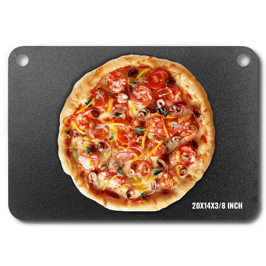 Pizza Steel, 20" x 14" x 3/8" Pizza Steel Plate for Oven, Pre-Seasoned Carbon Steel Pizza Baking Stone with 20X Higher Conductivity, Heavy Duty Stainless Steel Pizza Pan for Outdoor Grill, Indoor Oven