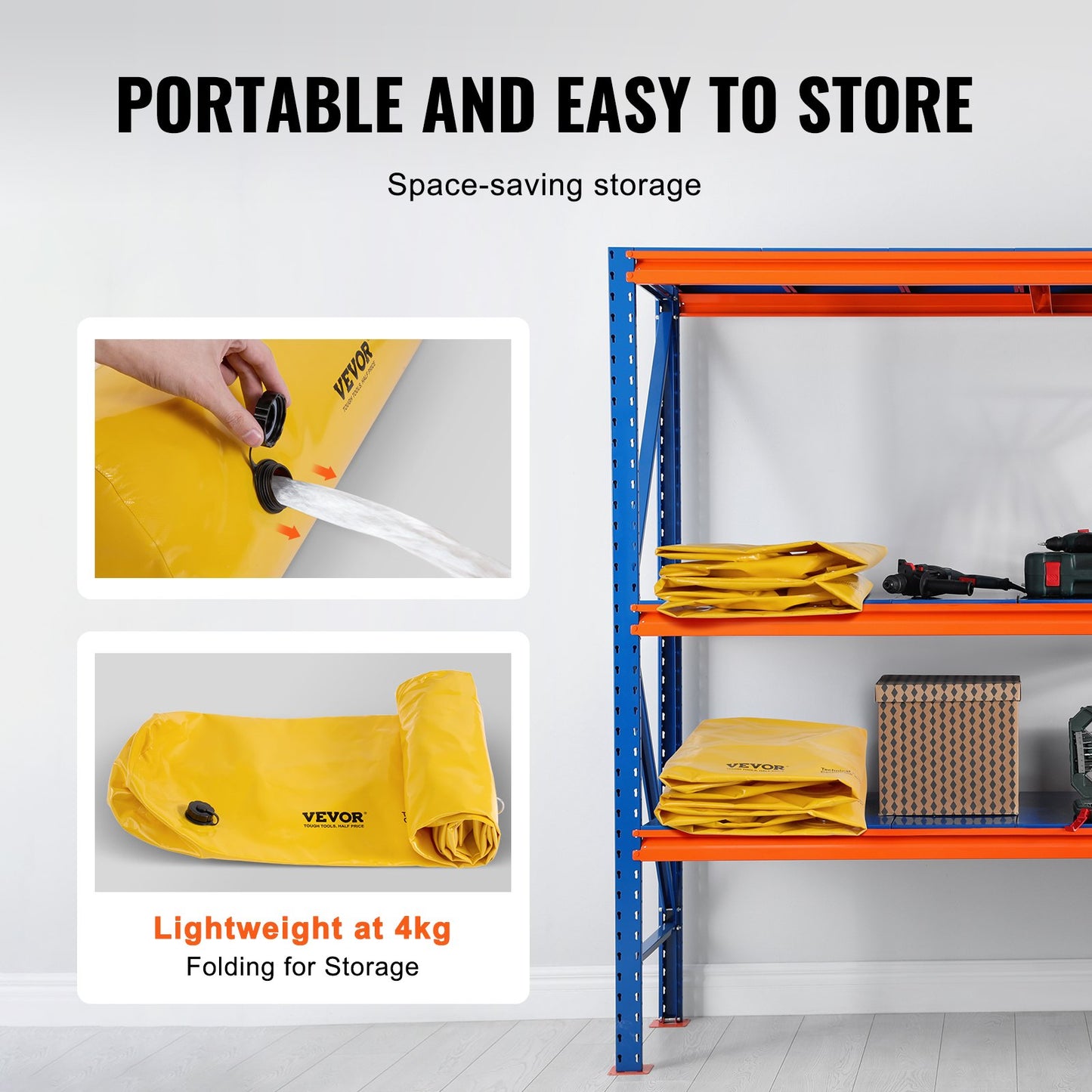 Översvämningsbarriärer, sandsäck Alternativa översvämningspåsar 4-pack, översvämningsbarriär för hemmet, vattenbarriärer för översvämning, dörröppning, uppfart(4FTx6in)