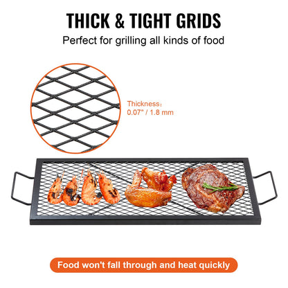32" Rectangular Cooking Grate Fireplace Grill Grate X-Marks Heavy-Duty Steel