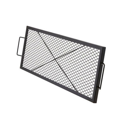 X-Marks Eldstadsgrill, rektangulär matlagningsgaller, Heavy Duty Steel Campfire BBQ Grill Galler med handtag och stöd X Wire, Bärbar campingkokare för utomhusfest, 44 tum svart