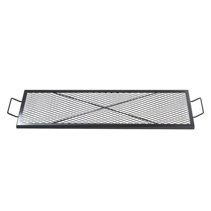 X-Marks Eldstadsgrill, rektangulär matlagningsgaller, Heavy Duty Steel Campfire BBQ Grill Galler med handtag och stöd X Wire, Bärbar campingkokare för utomhusfest, 44 tum svart