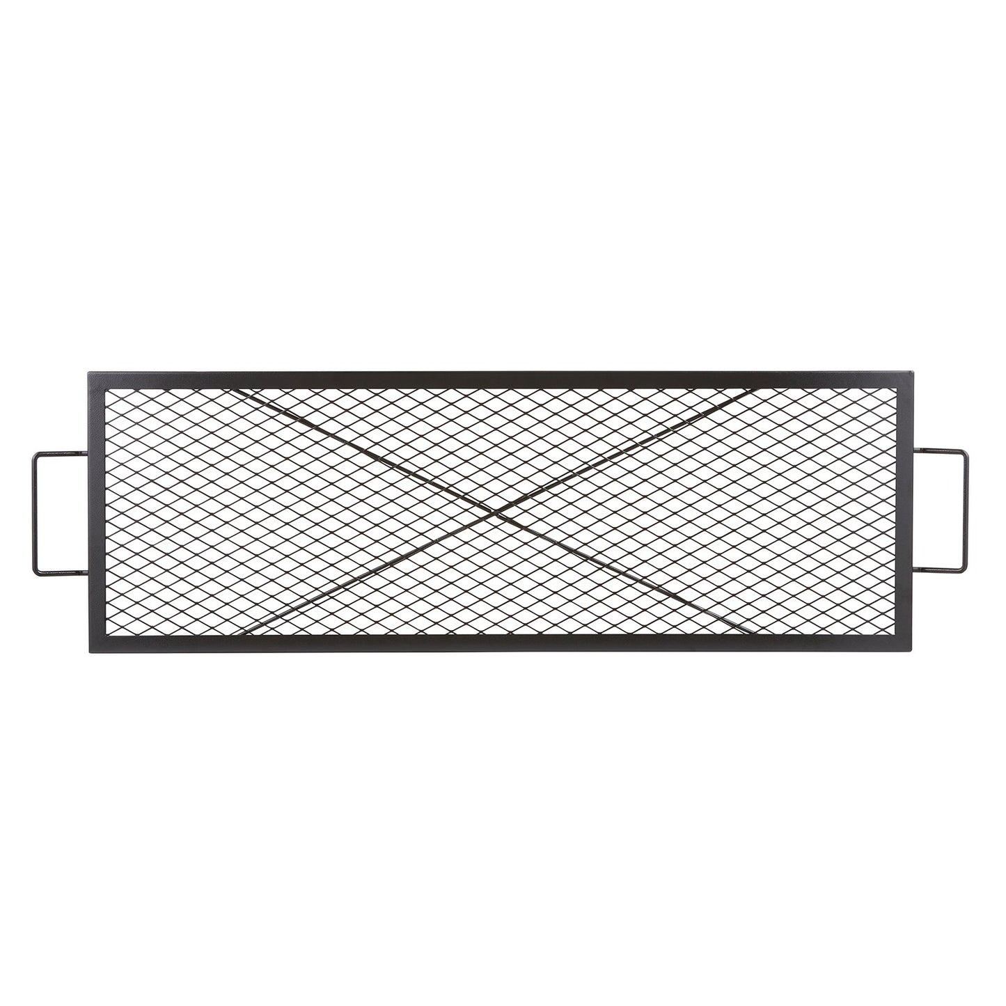 X-Marks Eldstadsgrill, rektangulär matlagningsgaller, Heavy Duty Steel Campfire BBQ Grill Galler med handtag och stöd X Wire, Bärbar campingkokare för utomhusfest, 44 tum svart