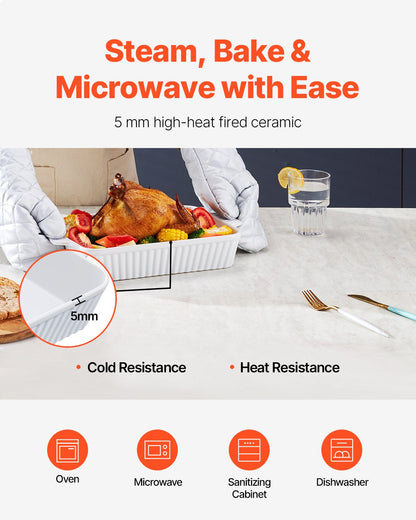 Ceramic baking dish Rectangular casserole Deep for baking and serving