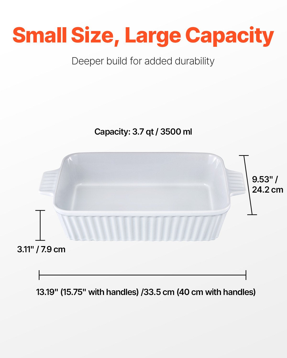 Ceramic baking dish Rectangular casserole Deep for baking and serving