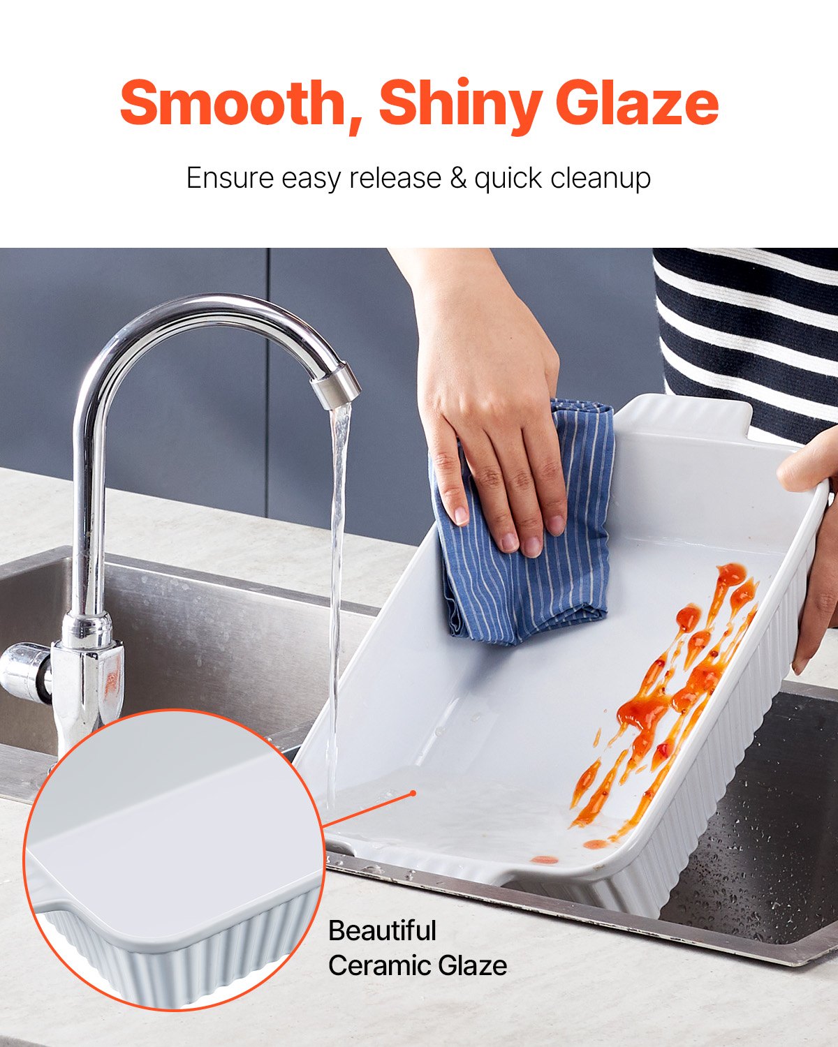 Ceramic baking dish Rectangular casserole Deep for baking and serving