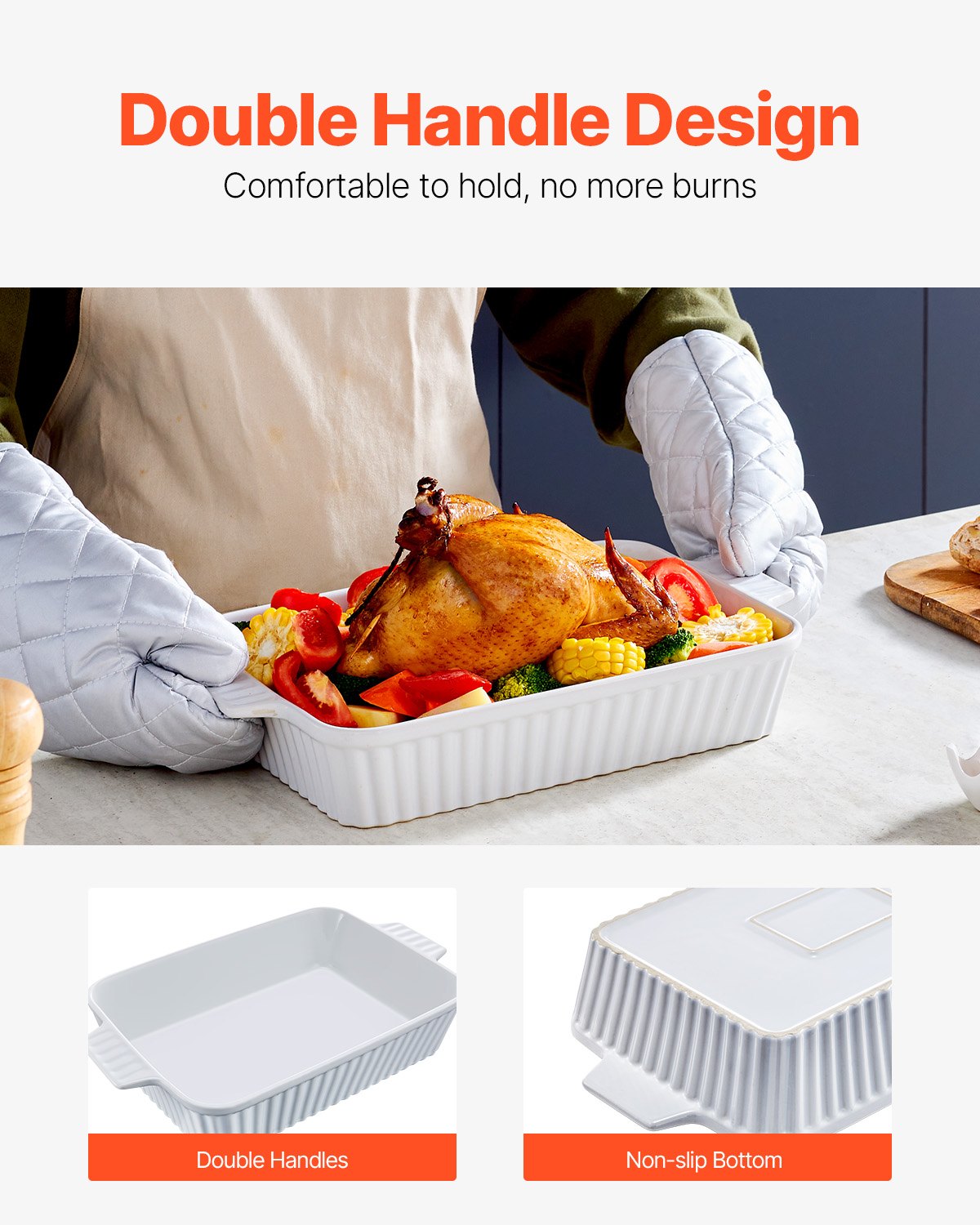 Ceramic baking dish Rectangular casserole Deep for baking and serving