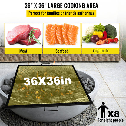 Quadratischer Grillrost, Feuerstelle, Grill mit X-Markierungen, faltbar, 91,4 x 91,4 cm