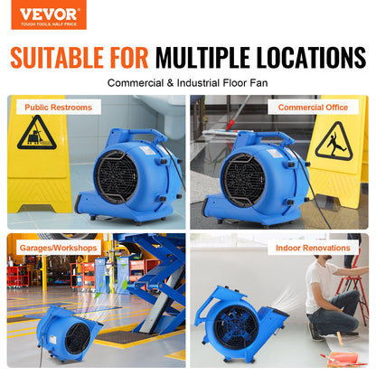Golvfläkt 1250 RPM 2600 CFM Air Mover med 4 blåsvinklar 3-hastigheter