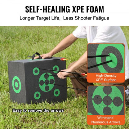 Archery Target, 16"x18" Archery Target on All Sides, Portable Archery Target for Outdoor Use with Carrying Handle, Easy to Remove Arrow, Good Visibility, Lightweight, Easy to Transport, Black | EU