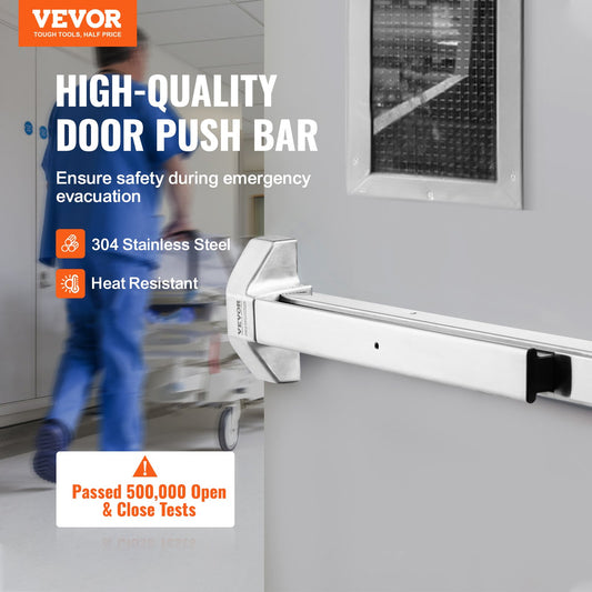 Push Bar Dörrlås, rostfria panikstänger för utgångsdörrar, med yttre spak och 3 nycklar, Push Bar Panic Exit Device Dörrbeslag för metallträdörr, för vänster- och högerhänta dörrar