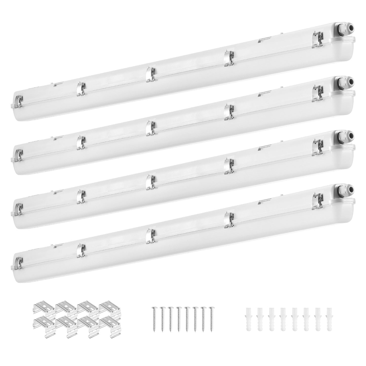 4ST 4FT LED ångtätt ljus 60W/50W/40W Valbar 5400/6400/7400LM