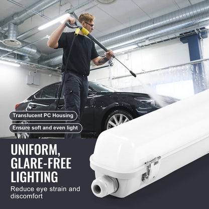 4ST 4FT LED ångtätt ljus 60W 7400LM ångsäkert ljusarmatur 5000K
