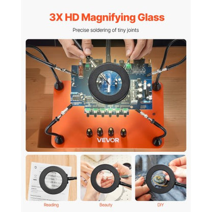 Magnetisk Hjälpande Händer Lödstation 3X LED Förstoringslampa 4 PCB Hållare