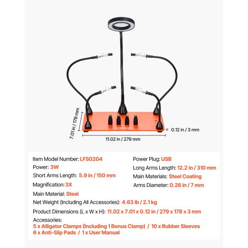 Magnetisk Hjälpande Händer Lödstation 3X LED Förstoringslampa 4 PCB Hållare